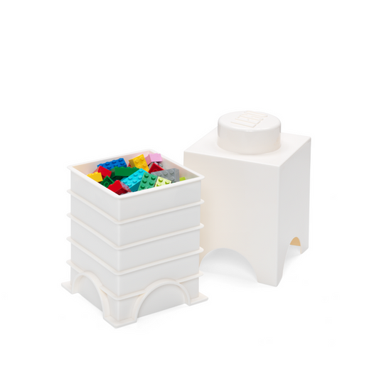 1 stud White Lego Storage Box
